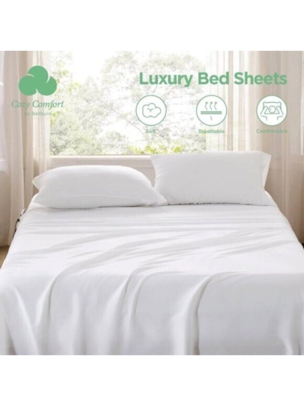NWT Cozy Comfort King Size Sheet Set White
